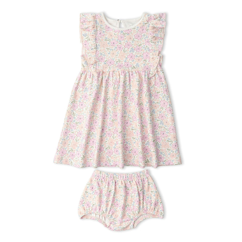 Organic Flutter Dress - Peony