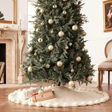 Handmade Felt Pom Poms Cream XL Christmas Tree Skirt 84" Arcadia Home