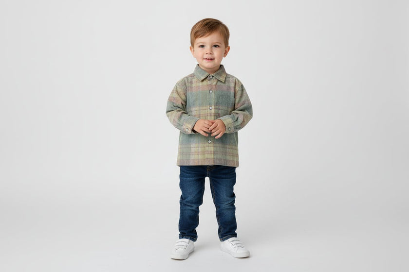Rowan Plaid Corduroy Boys Shirt Blue