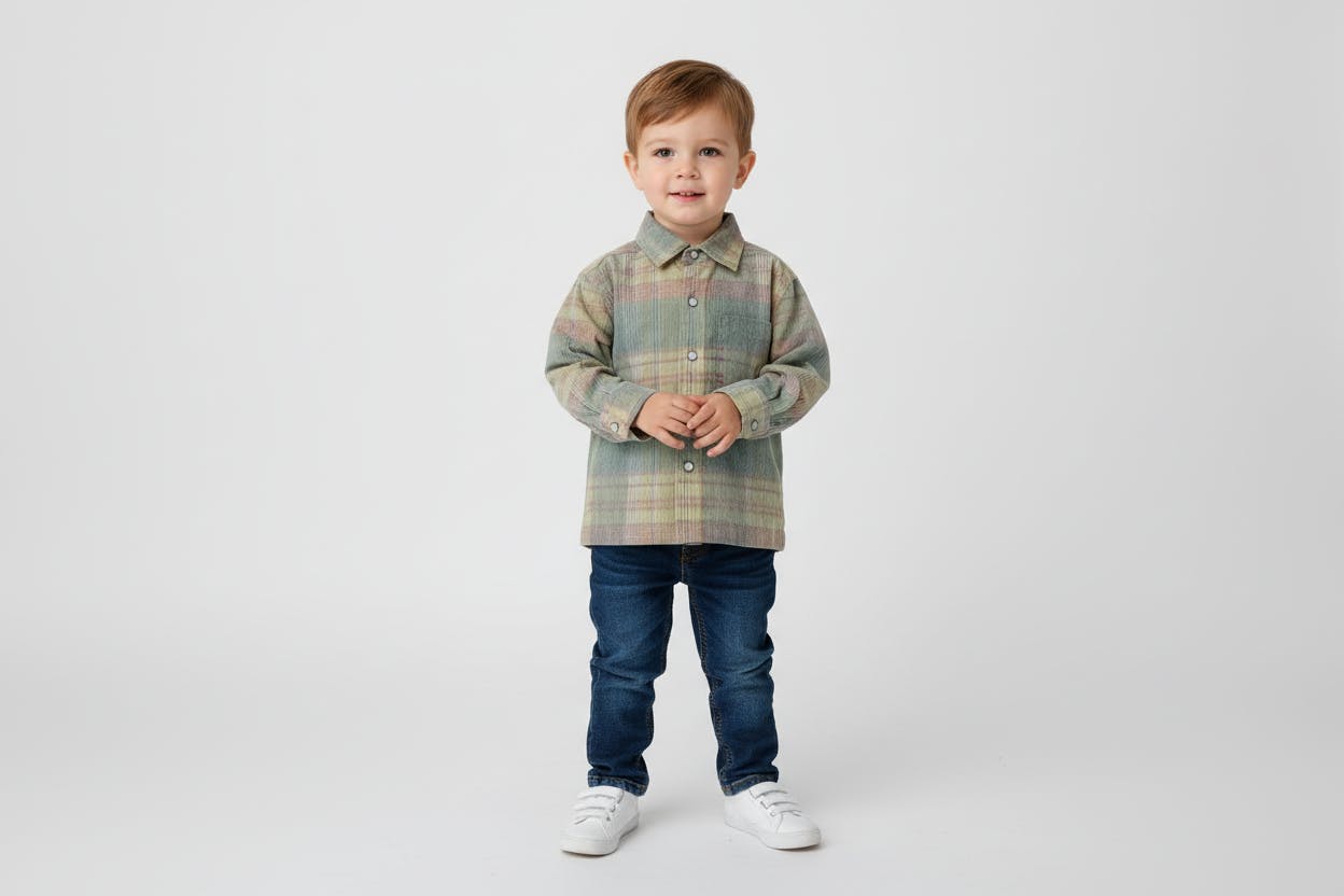 Rowan Plaid Corduroy Boys Shirt Blue