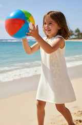 Jada Starfish Knit Summer Shift Dress - White