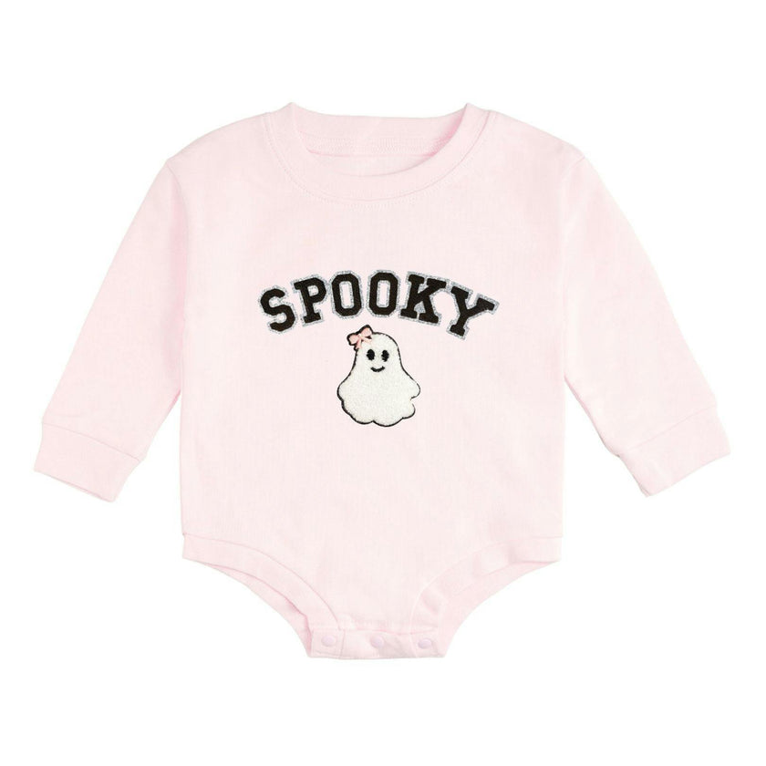 Spooky Patch Halloween Long Sleeve Romper