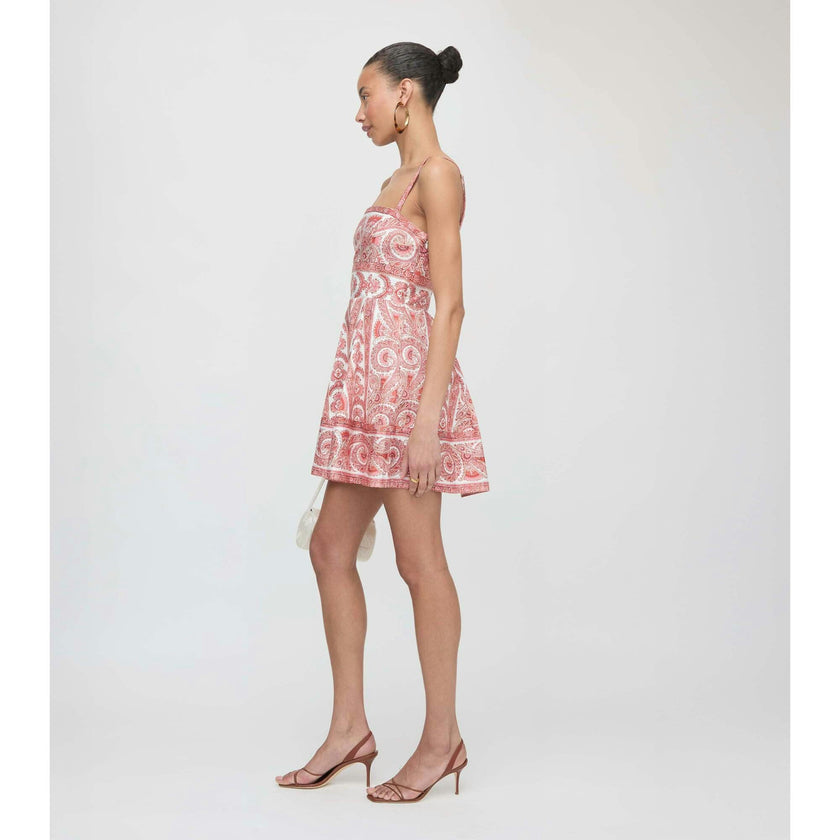 The Margot Mini Dress - Coral Corsica Paisley