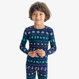 Kids organic PJ top in rainbow fair isle
