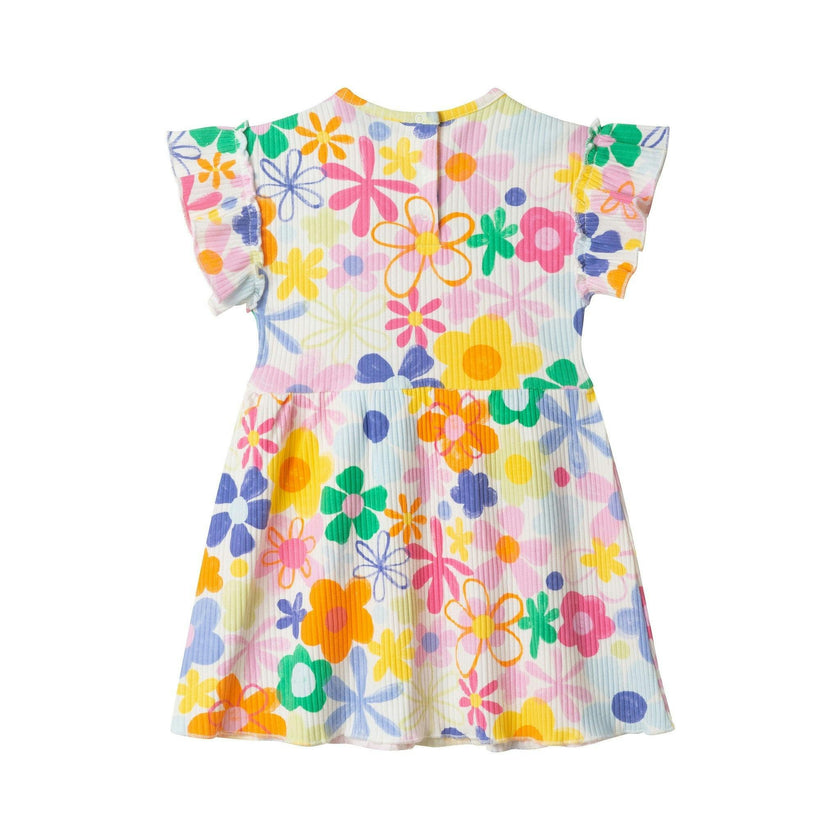 Printed Rib Dress | White Floral