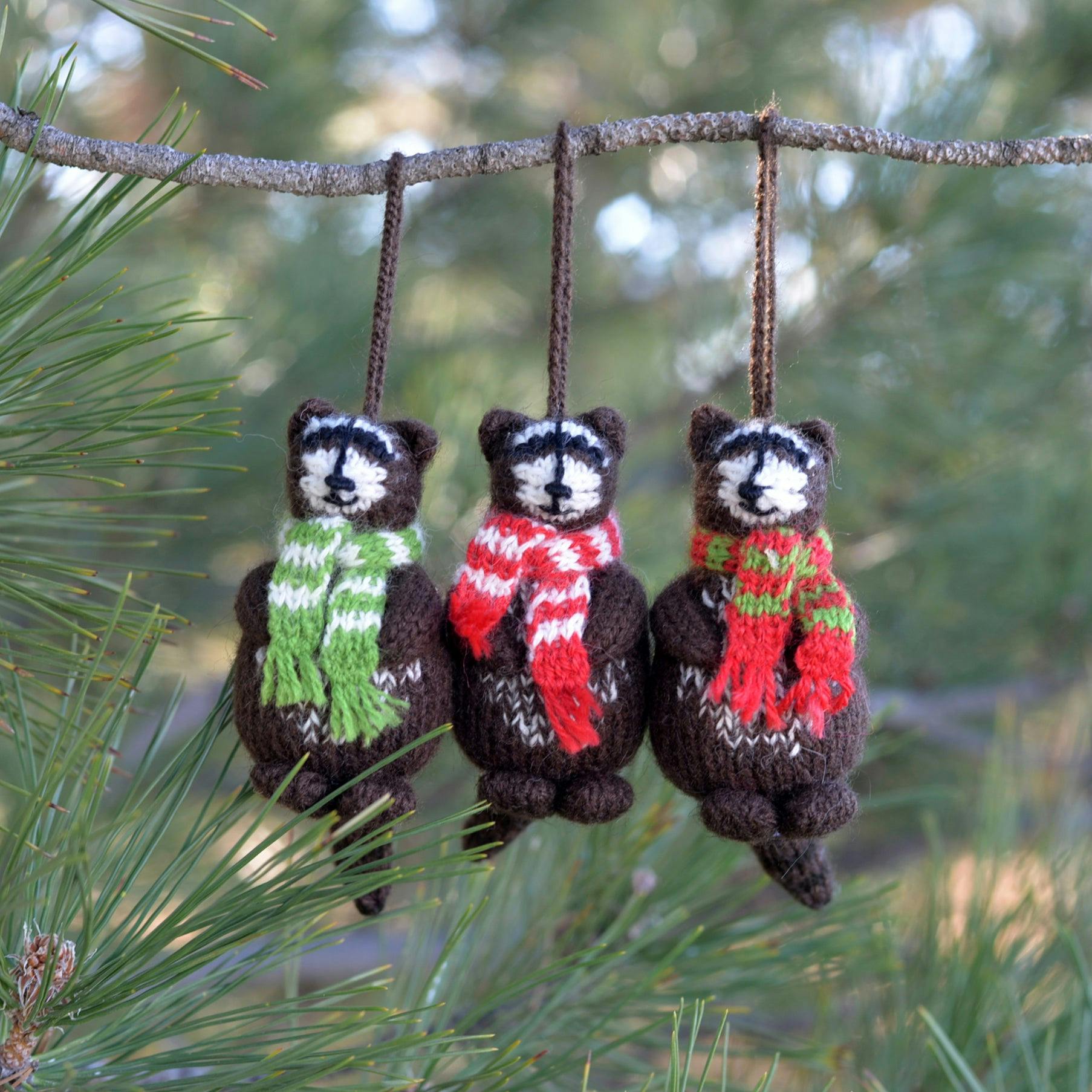 Raccoon Ornaments, set of 3