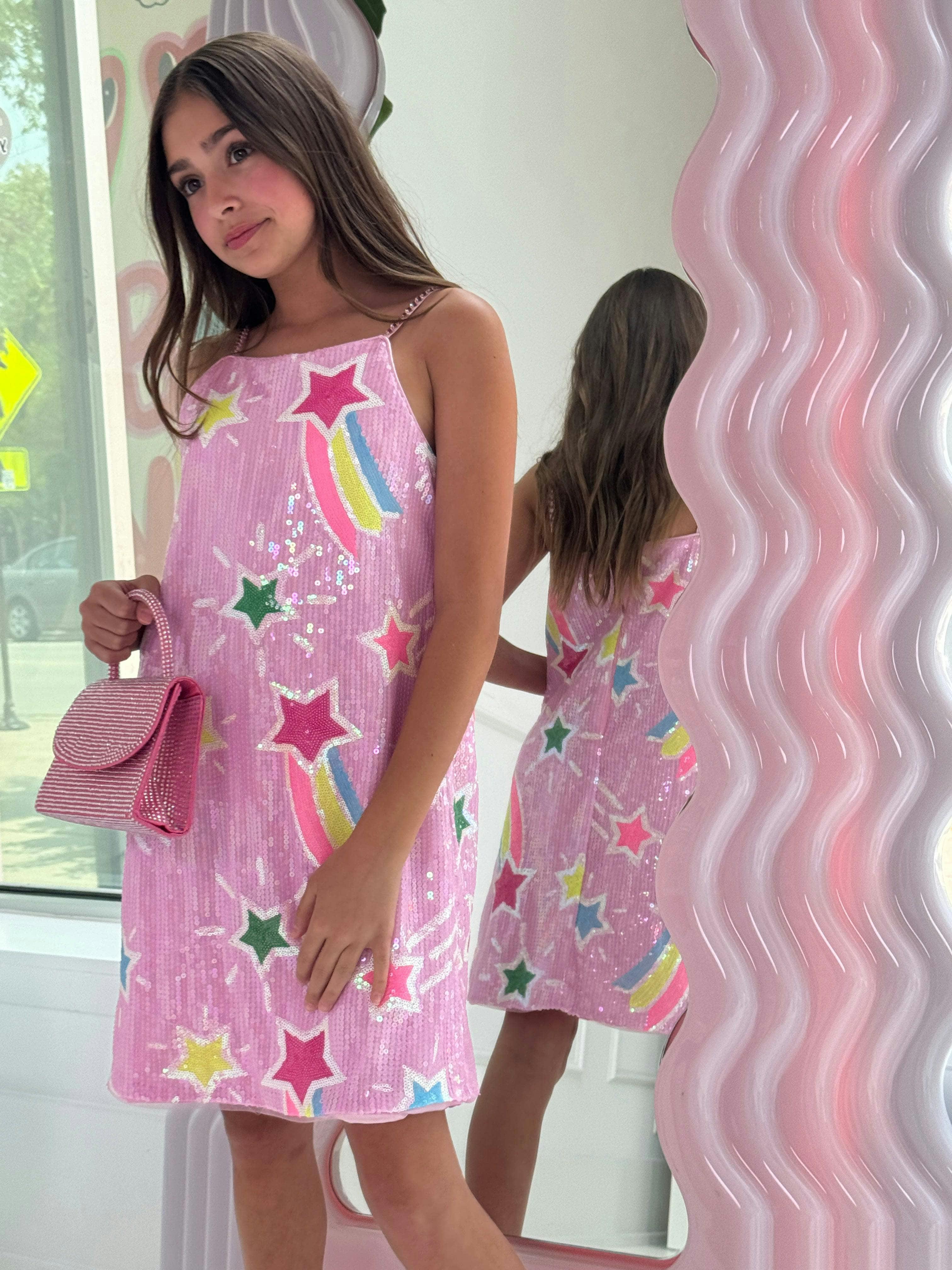 Pink Shooting Star Sequin Tank Dress