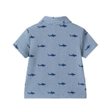 Infant Boys Short Sleeve Cabana Set | Navy Stripe Shark