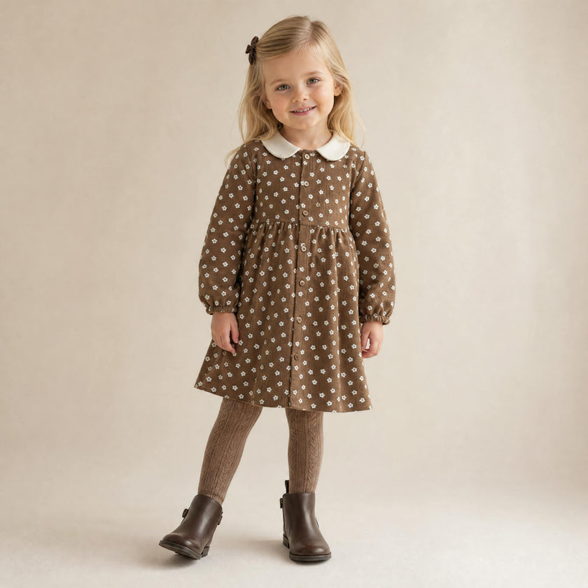 Organic Collared Dress - Chestnut Bloom