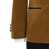 Brown Velvet Suit with Black Accents