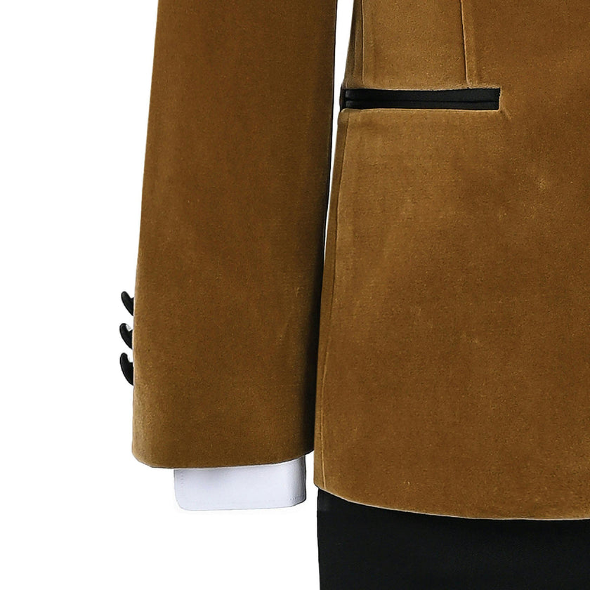 Brown Velvet Suit with Black Accents