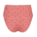 women's cranberry gingham high waisted bikini bottom