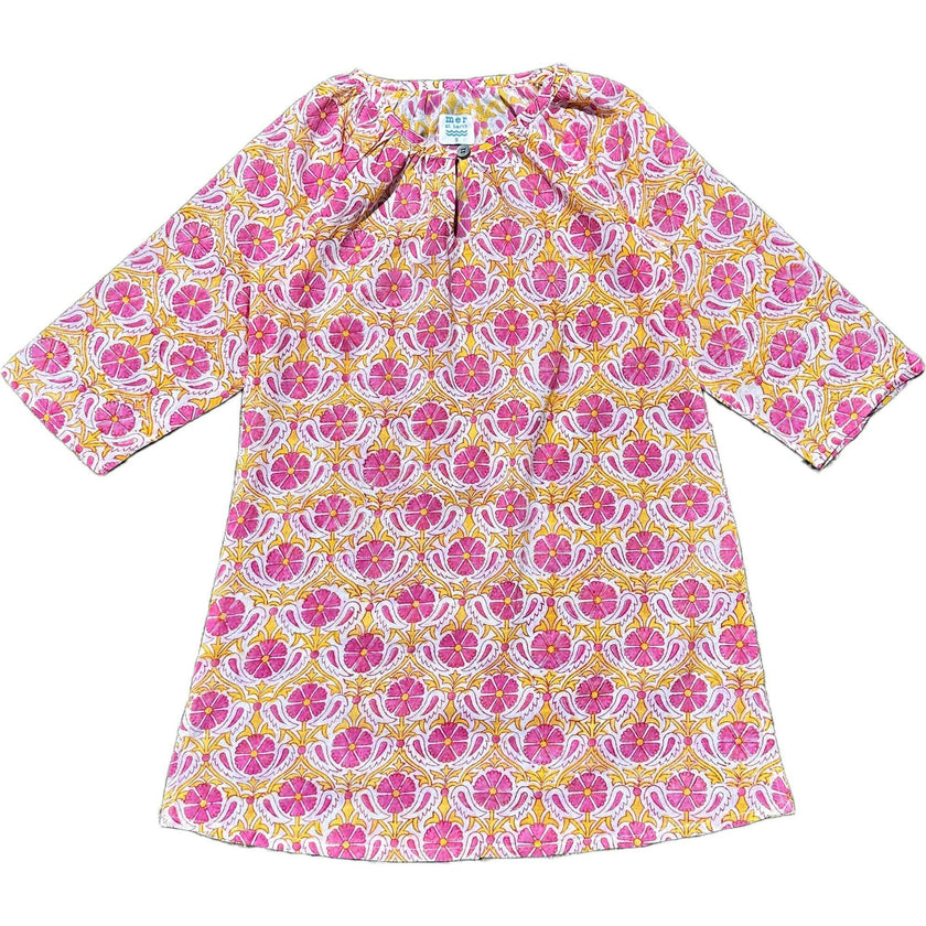Floral Block Print Full Sleeve Caftan