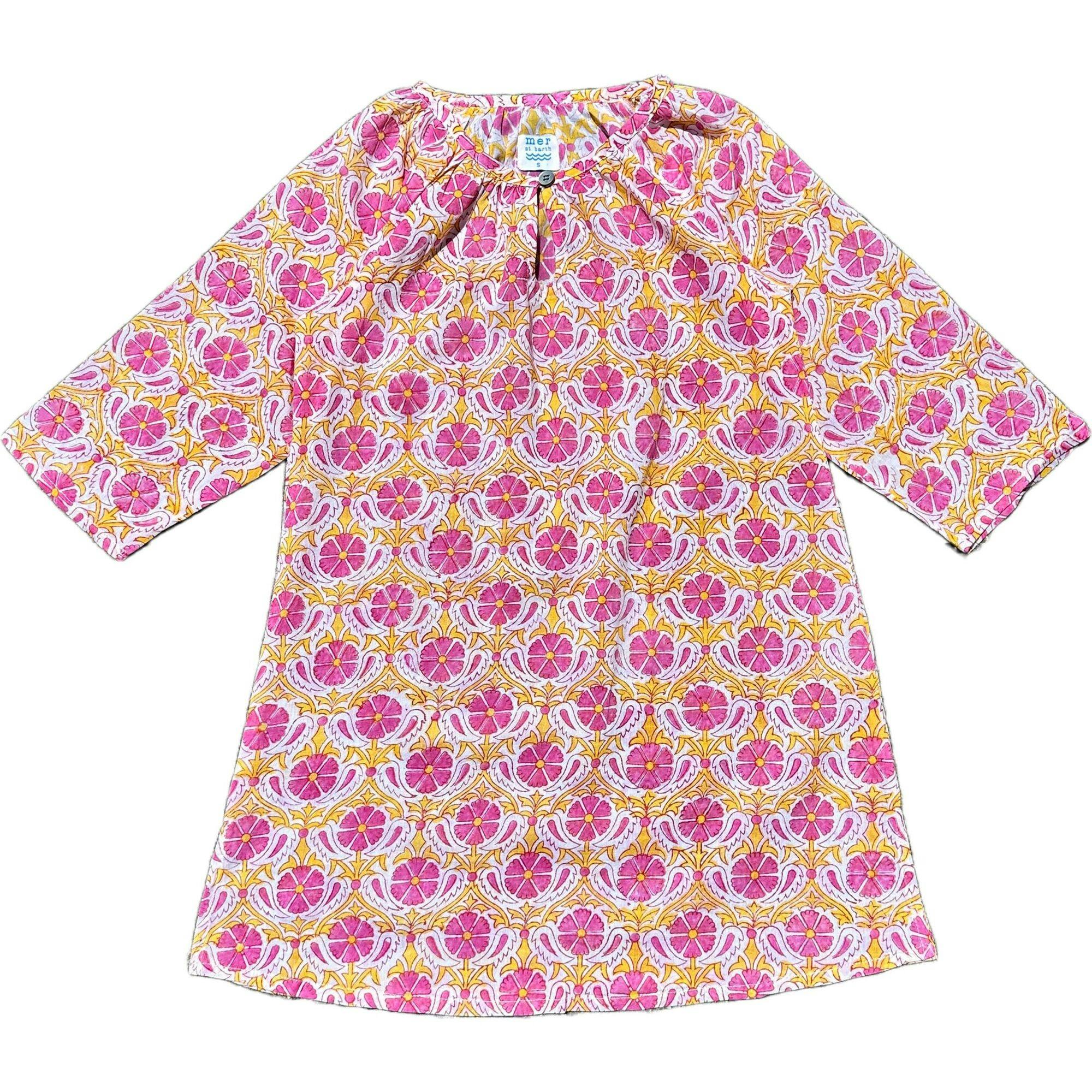 Floral Block Print Full Sleeve Caftan