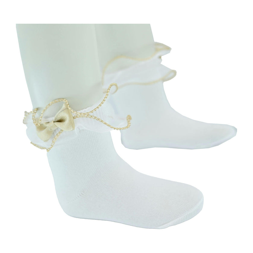 Gold Trim Bow Tulle Socks