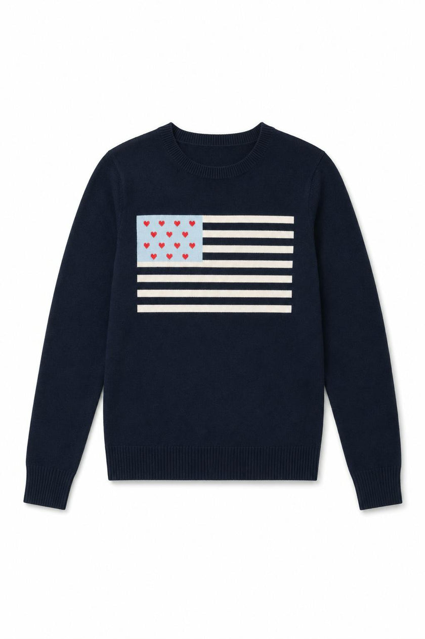 Tiegan Navy Flag Graphic Graphic Sweater