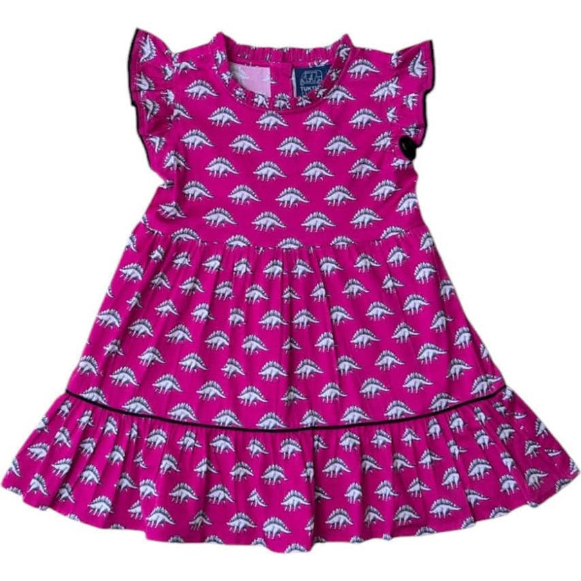 Dino in Hot Pink Ruffle Dress