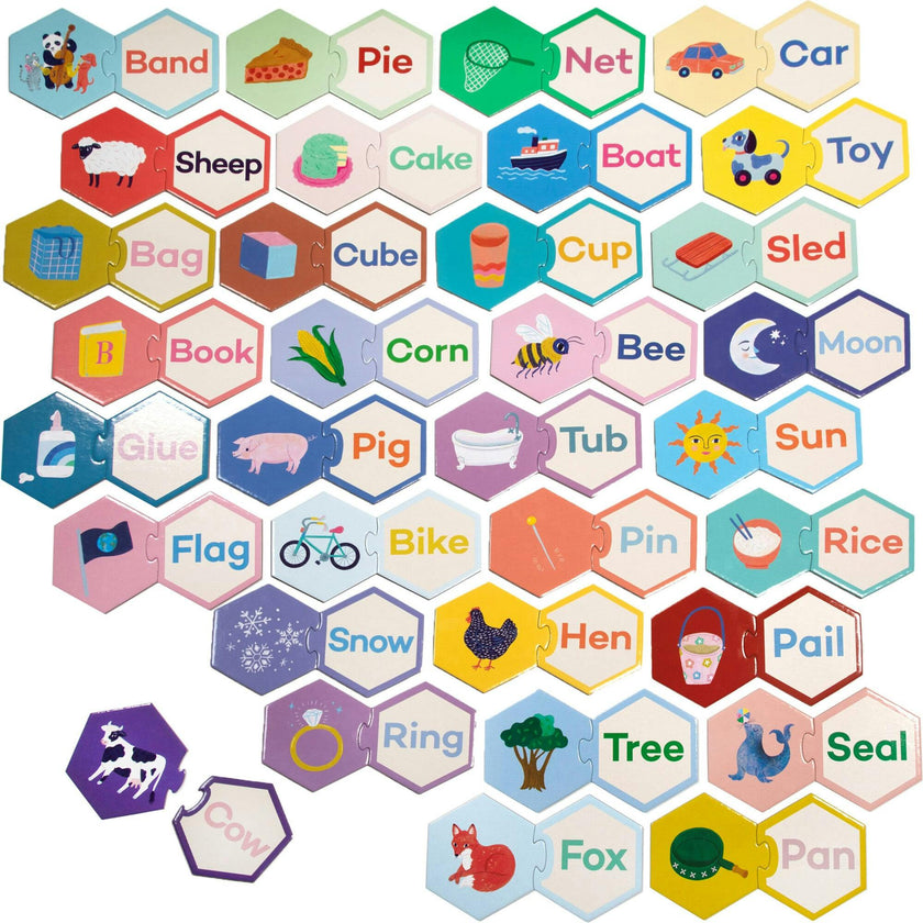 Hexagon Puzzle Pairs - Simple Words
