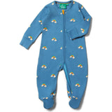 Blue Rainbows Zip Organic Babygrow, Blue