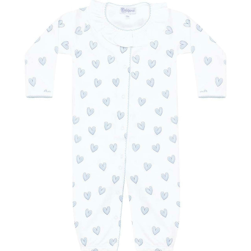 Blue Heart Print Converter Gown