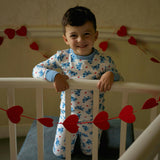 Hearts Print Long Sleeve Jersey Pajamas Set