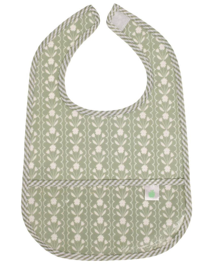 The Wipe It Bib in Sage Floral