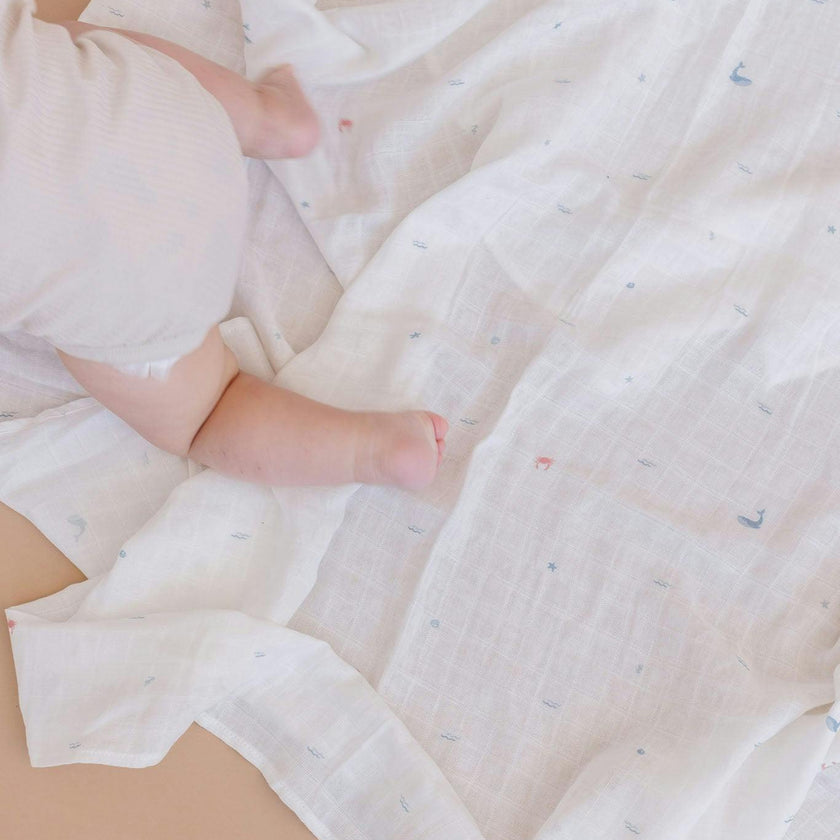 Nautical Swaddle and Teether Set, Whale