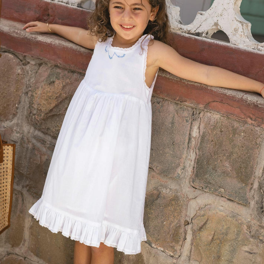girls shell white simple dress