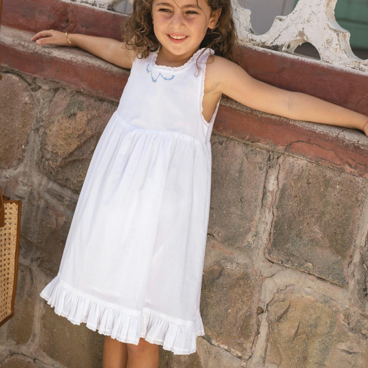 girls shell white simple dress
