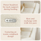 Kiwi Plus Power Recliner and Swivel Glider with Power Adjustable Headrest and USB Port in Performance Ivory Boucle