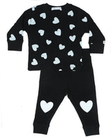Baby Chenille Hearts Thermal Set - Black