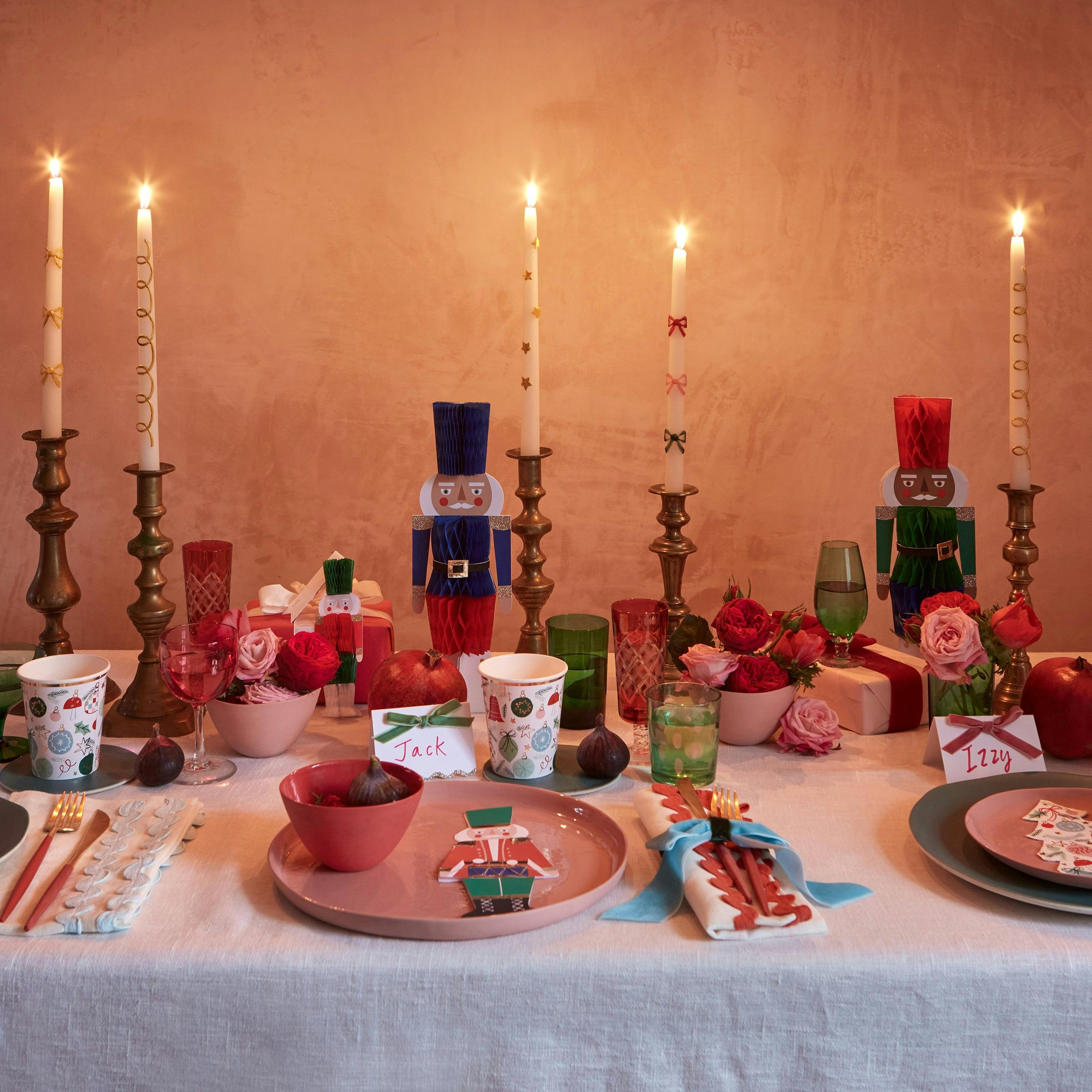 Multi Color Bow Taper Candles