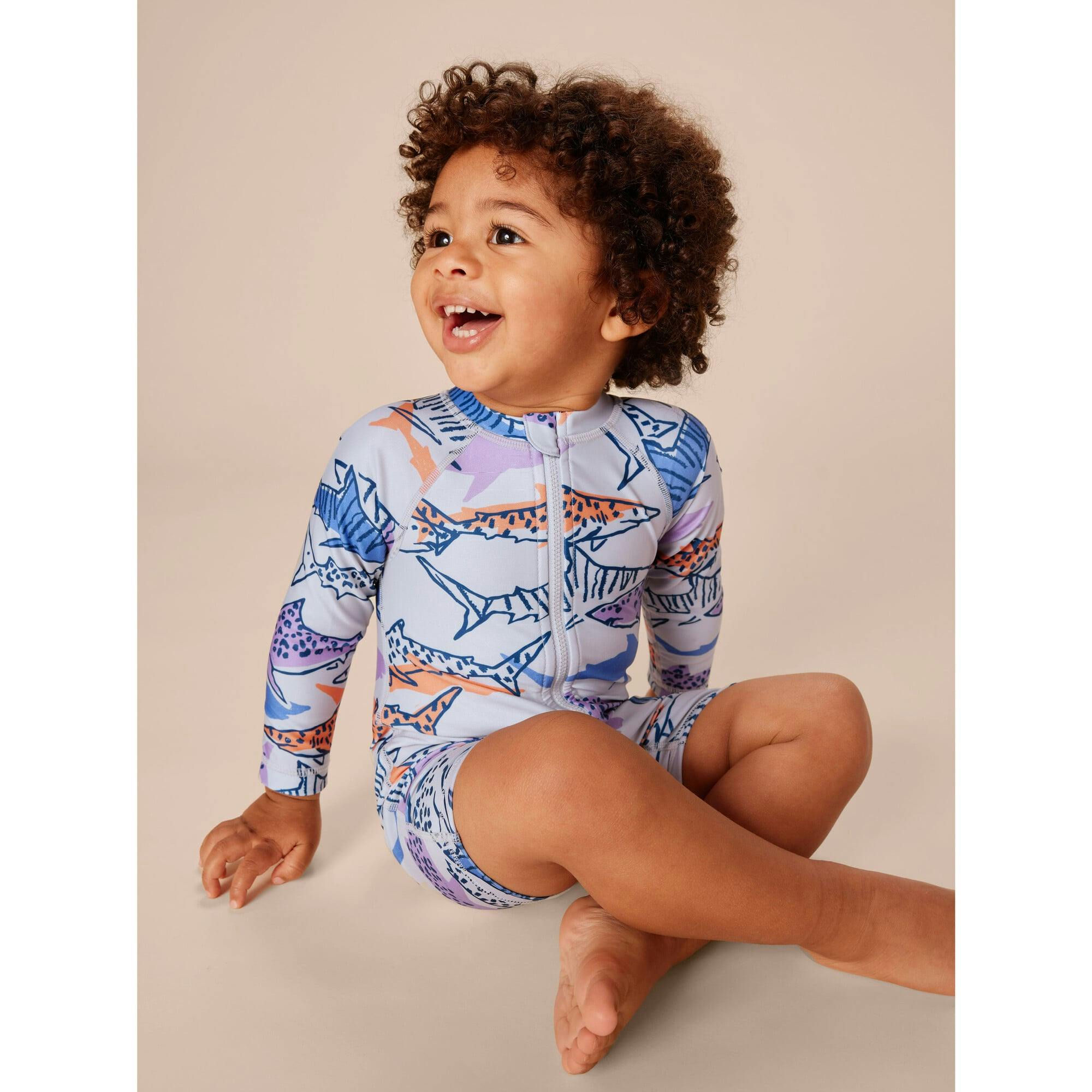 Baby Rash Guard Long Sleeve Zipped Swimsuit, Multi