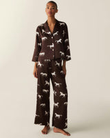The Celine Silk Pajama Set in Highgrove Equestrian