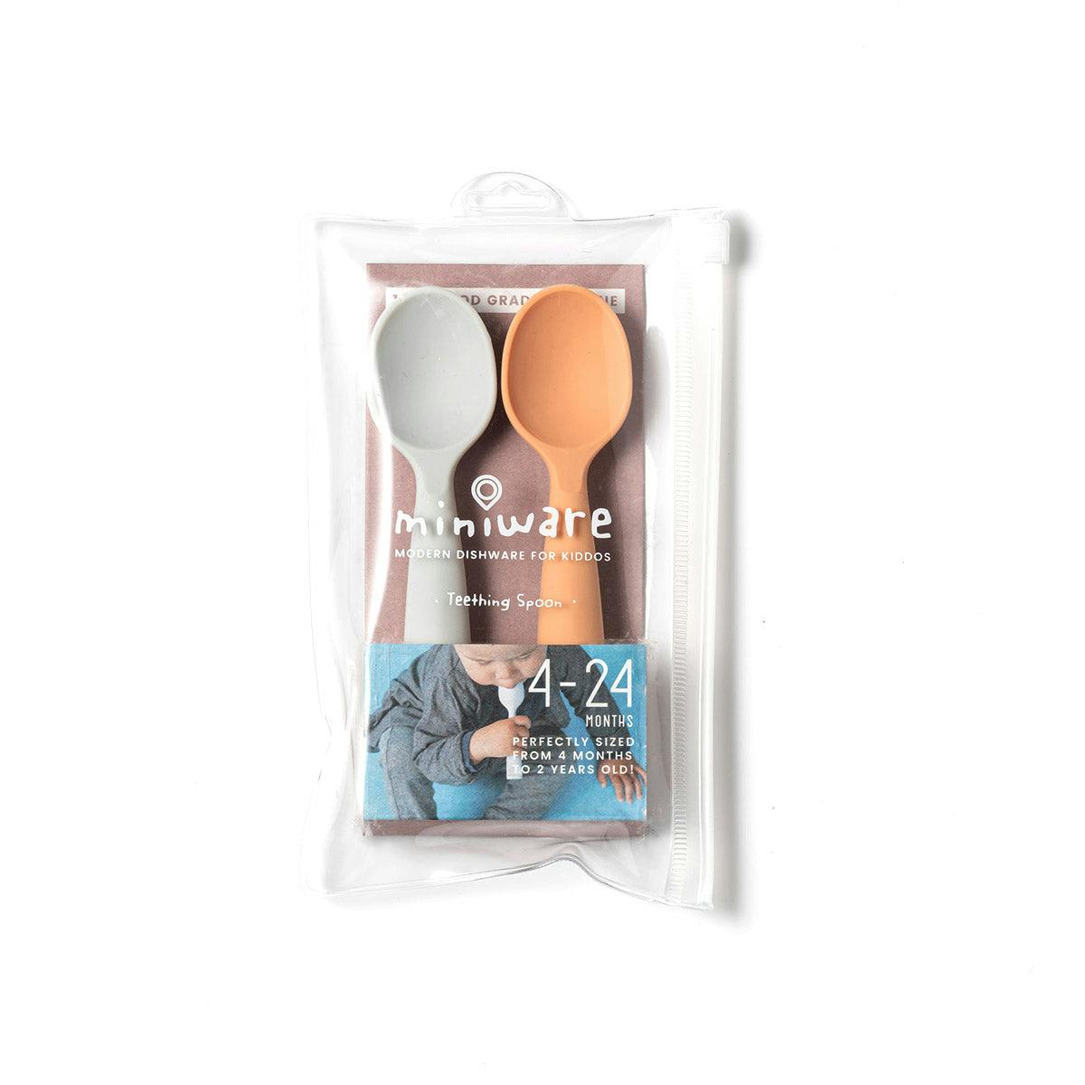 Silicone Training Spoon 2-pack - Grey + Toffee