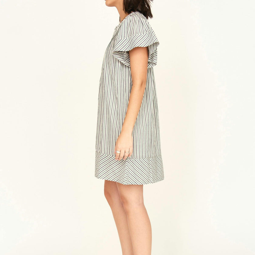 Vienna Pintuck Dress in Dune Stripe