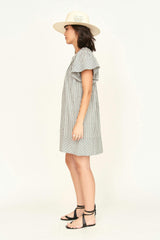 Vienna Pintuck Dress in Dune Stripe