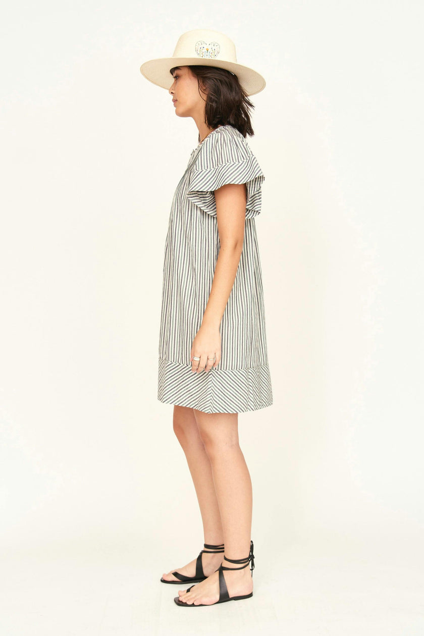 Vienna Pintuck Dress in Dune Stripe