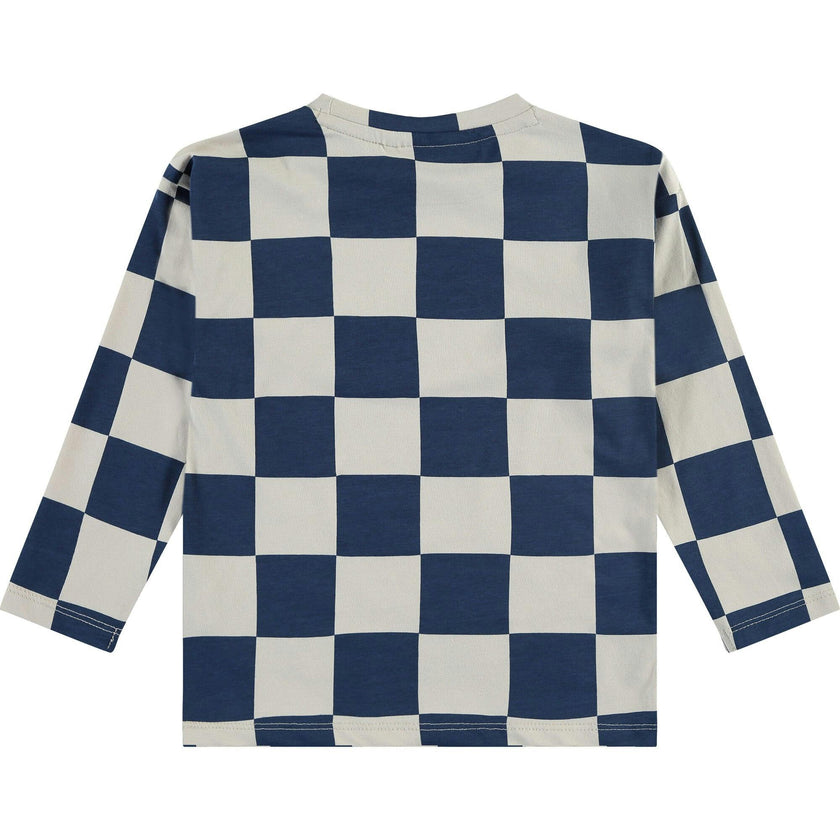 Checkered Crew Neck Long Sleeve Pullover T-Shirt