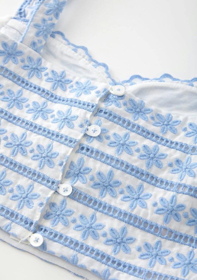 Odessa Frill Embroidered Top