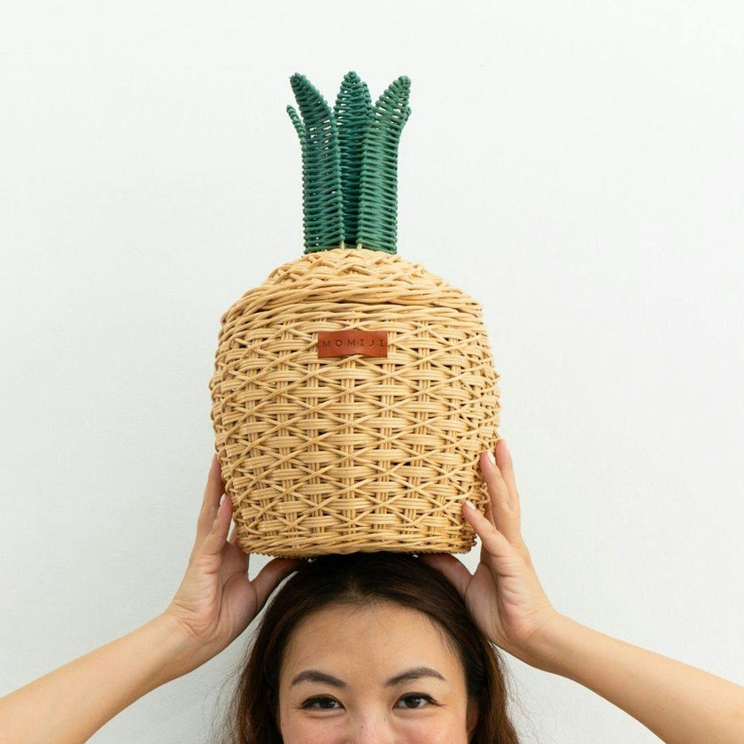 Handcrafted - Pineapple Storage Basket Natural (Small) - Rattan Wicker