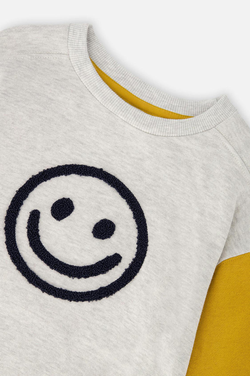 Fleece Sweatshirt Heather Grey, Yellow And Blue