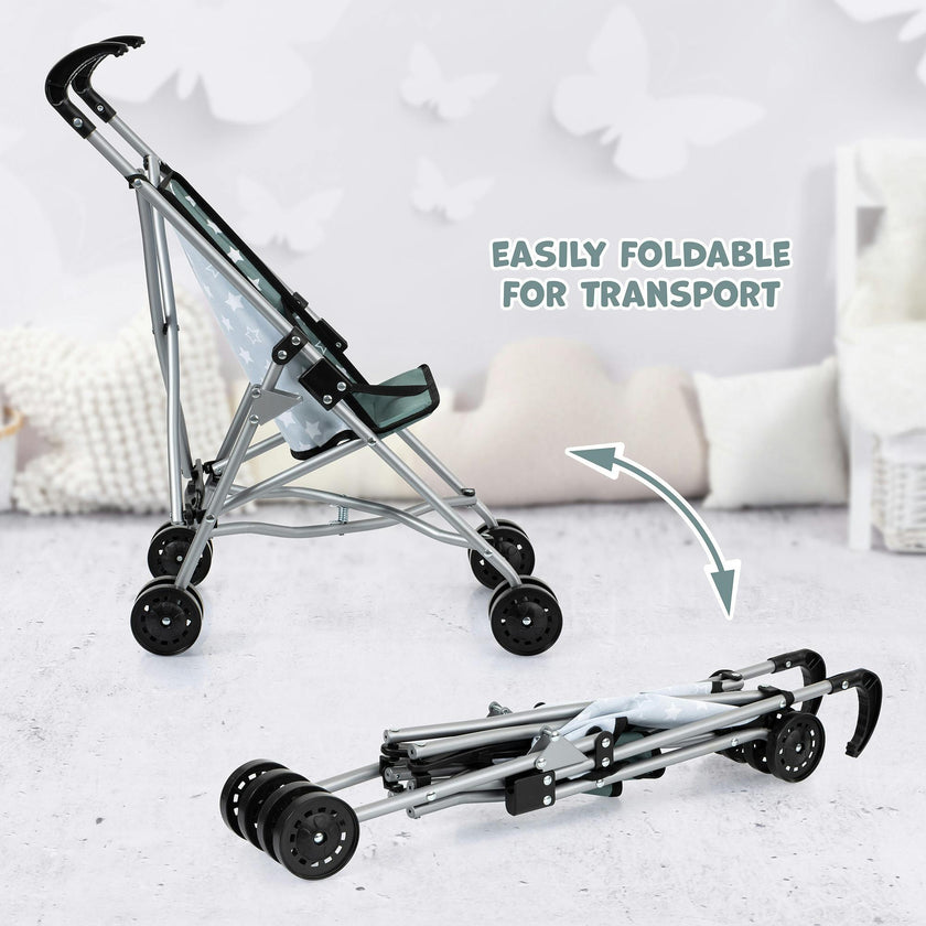 Bayer Design Dolls: Buggy Umbrella Stroller - Green & White Stars