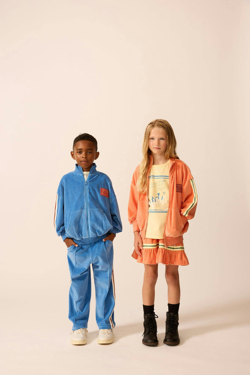 Velour Riley Track Pants in Blue Note