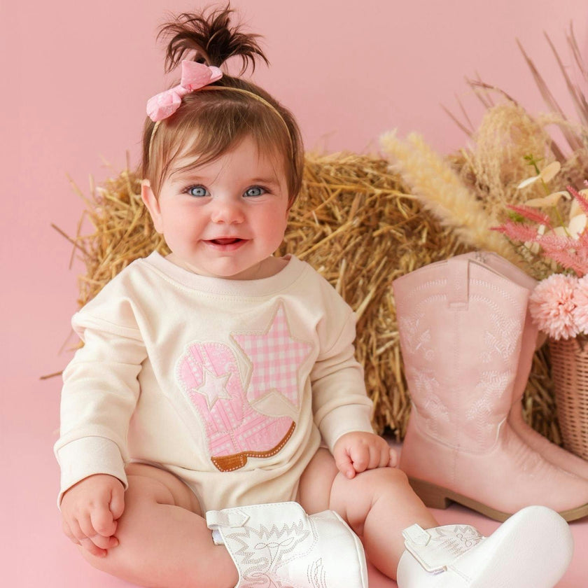 Pink Bandana Western Bow Baby Headband