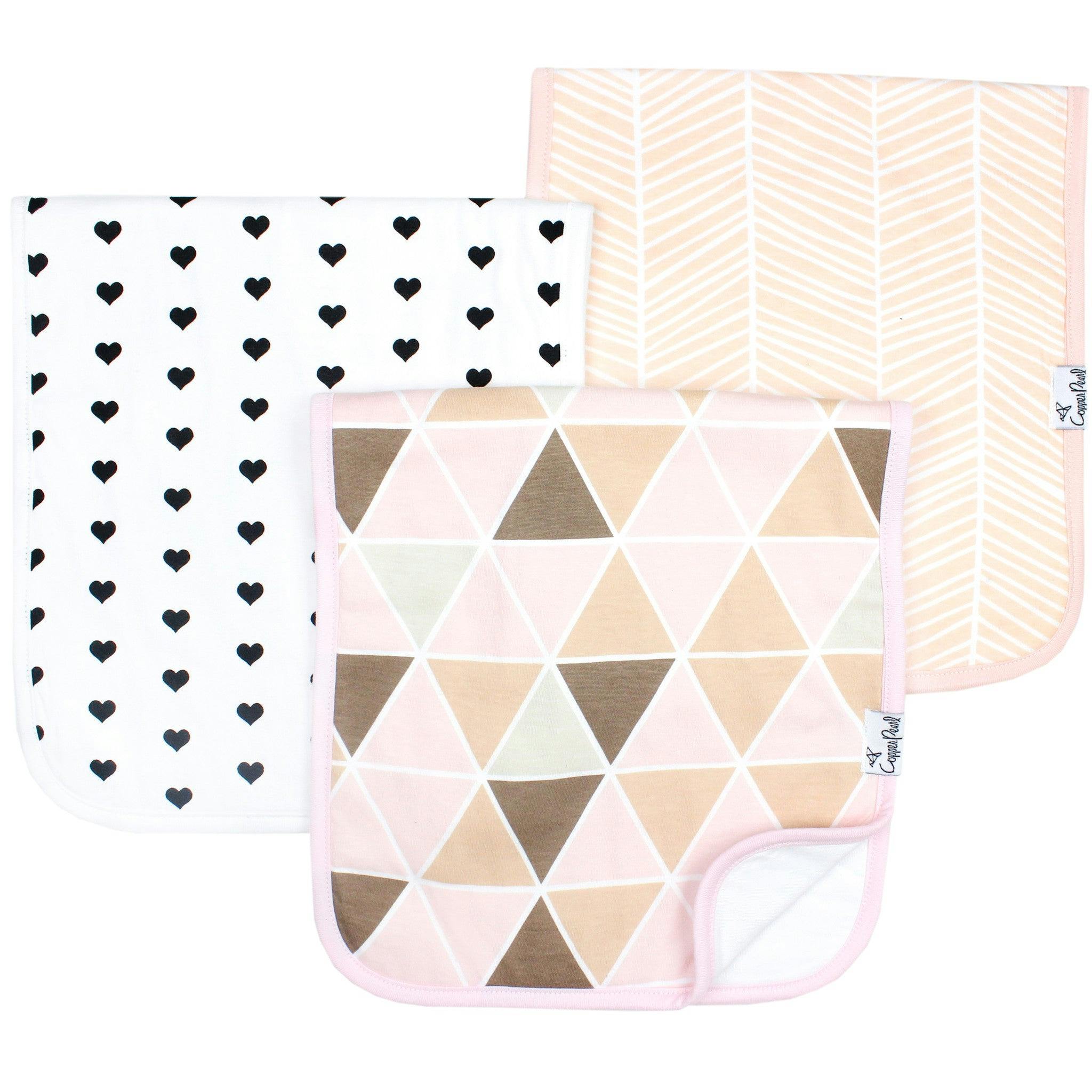 3 Pack Premium Burp Cloths - Blush