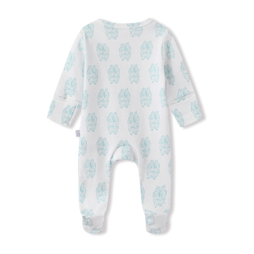 Organic Cotton Magnetic Footie Pajama - Petite Chouette Green