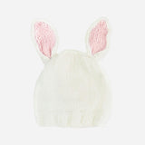 Bailey Bunny Hand-Knit Hat, White with Pink Ears