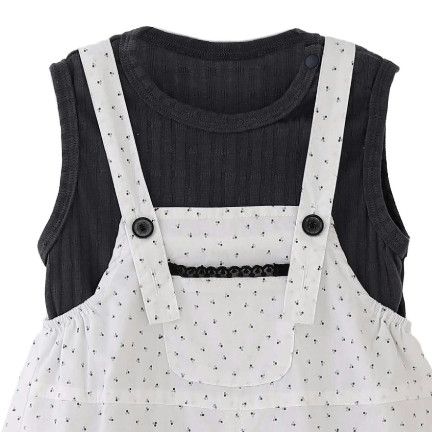White Dotted Overall Set