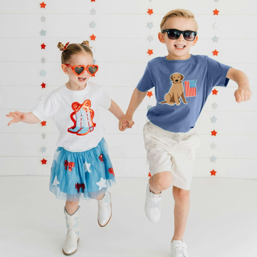 Patriotic Cowgirl Patch Short Sleeve T-Shirt - White